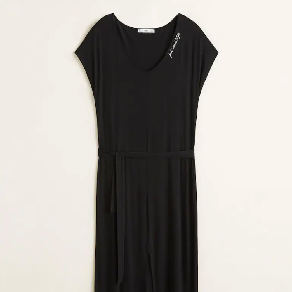 Black belted midi dress